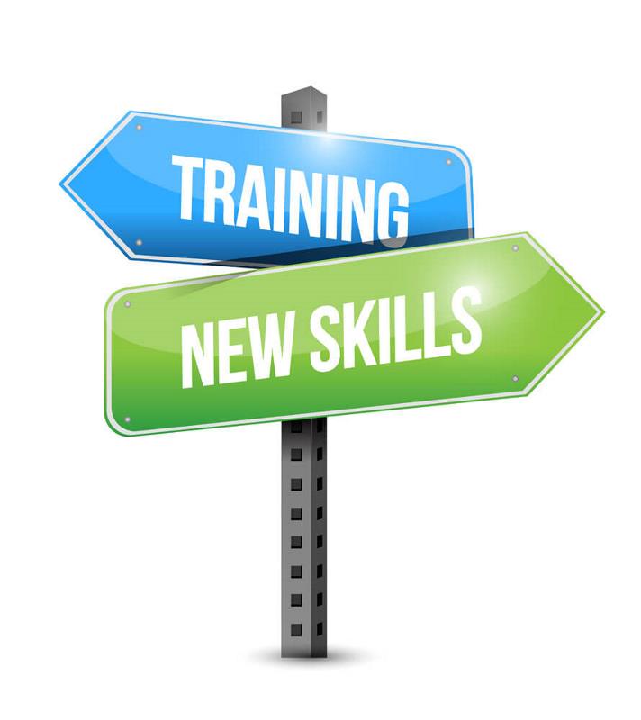 A sign saying training and new skills